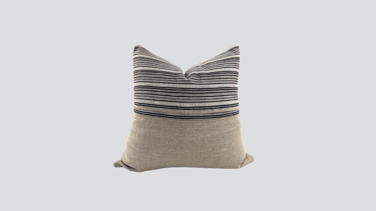 Cushion cover - tribal - black / linen