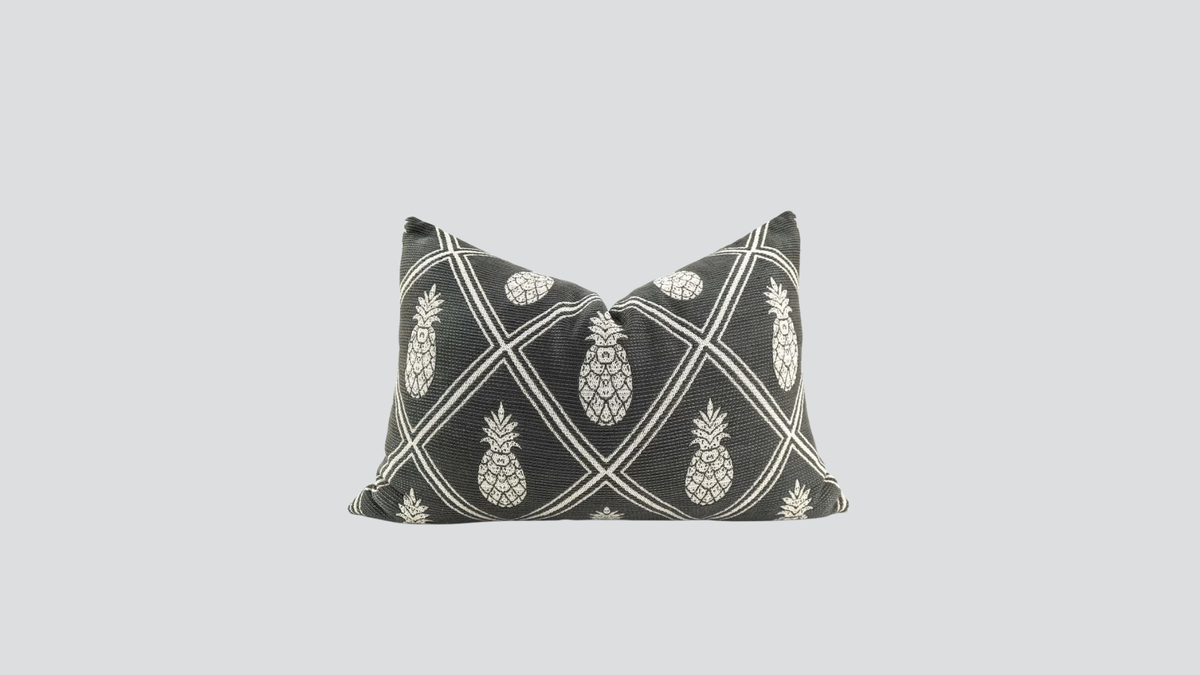 Cushion cover - pineapple - dark grey / natural