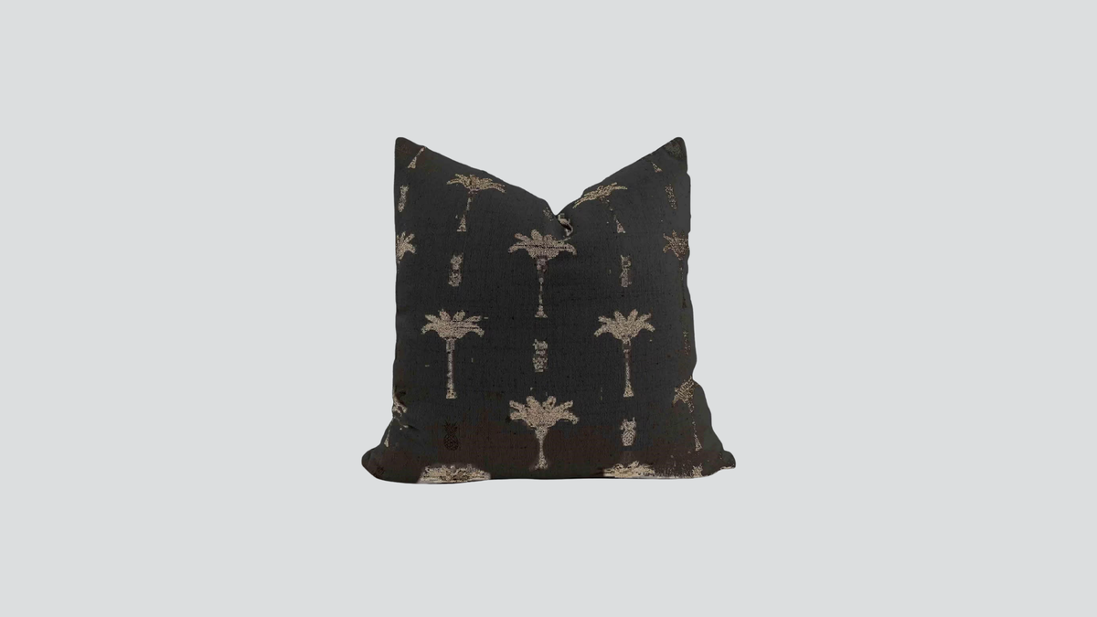 Cushion cover - palm tree - black / natural