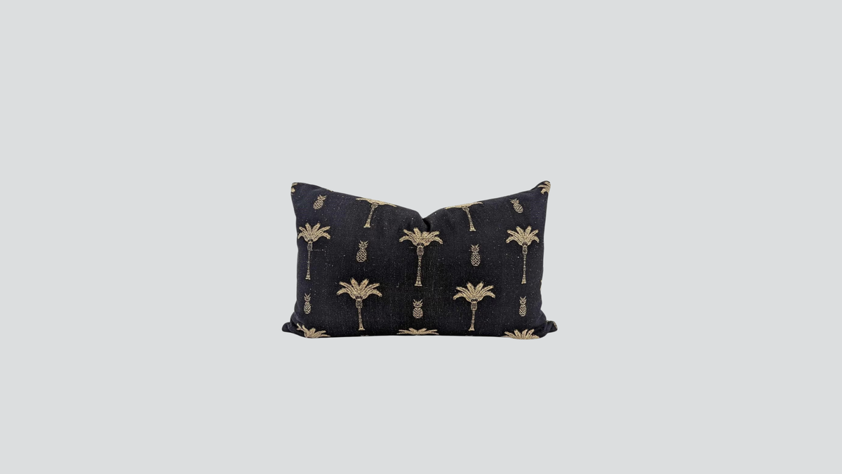Cushion cover - palm tree - black / natural