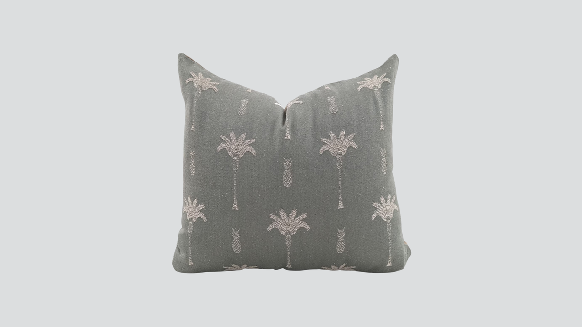 Cushion cover - palm tree - grey / natural