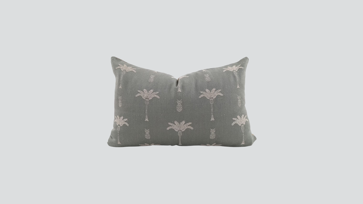 Cushion cover - palm tree - grey / natural