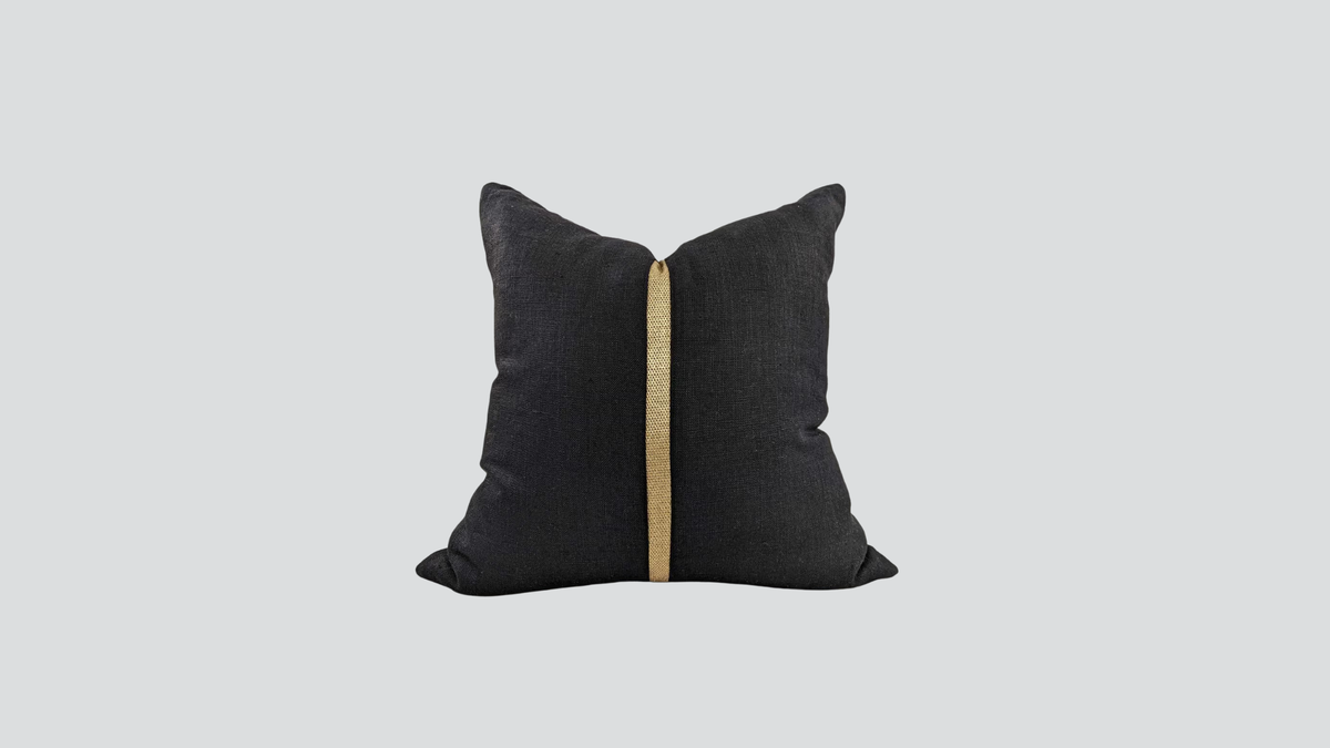 Cushion cover - braid linen - black / gold