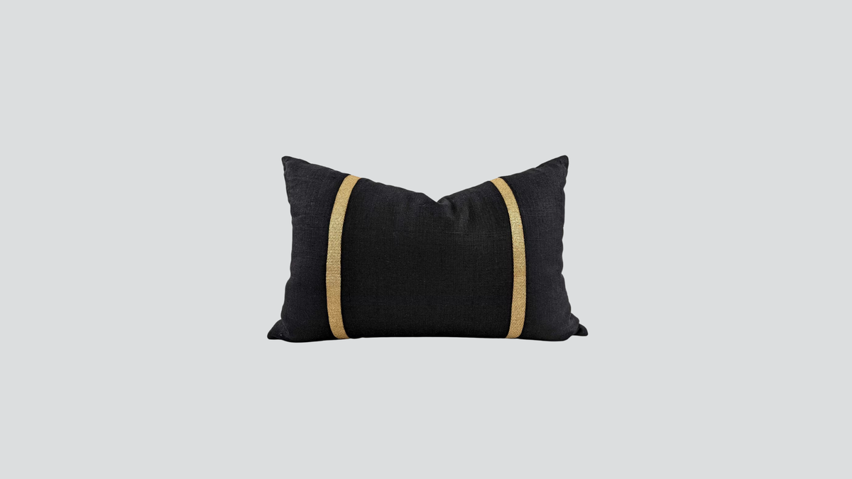 Cushion cover - braid linen - black / gold