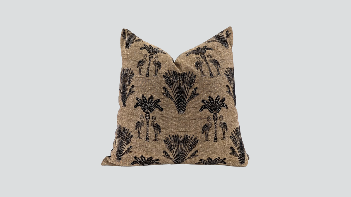 Cushion cover - palm flamingo gold & black