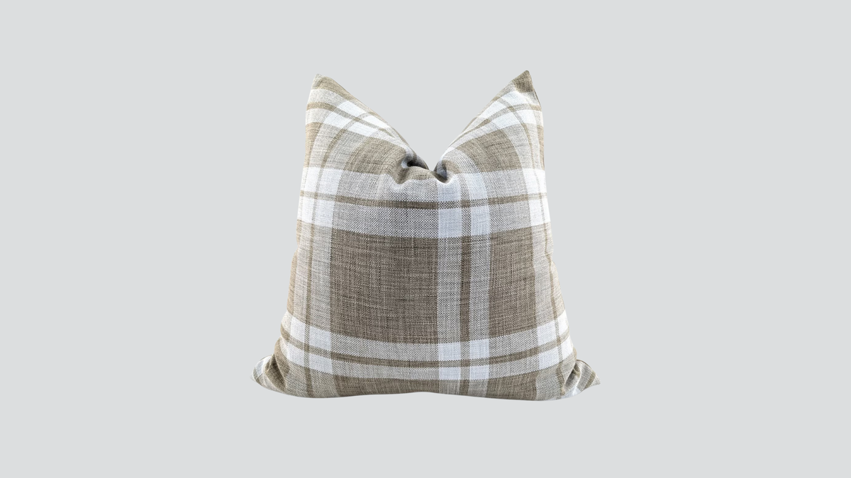 Cushion cover - brooks check sand chequered