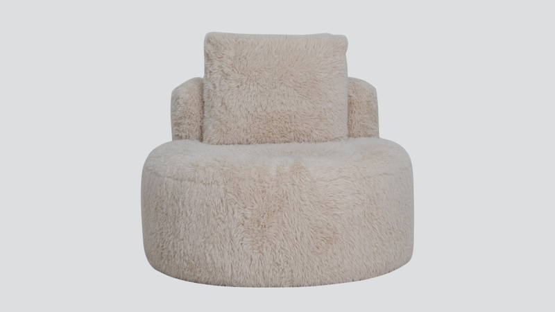 Sophie round accent chair - sand faux sheepskin