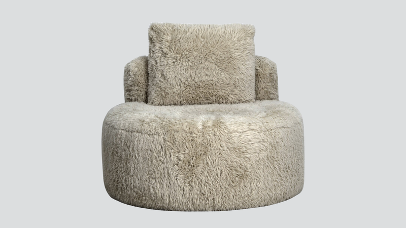 Sophie Round Accent Chair - Safari Faux Sheepskin