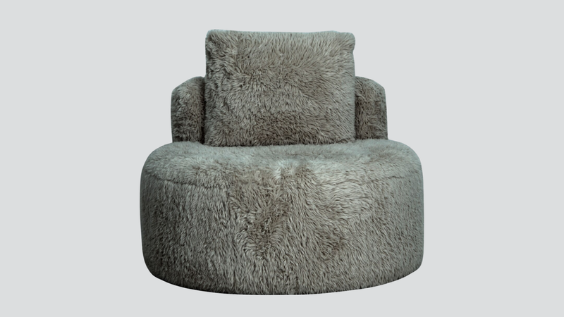 Sophie Round Accent Chair - Smoke Faux Sheepskin