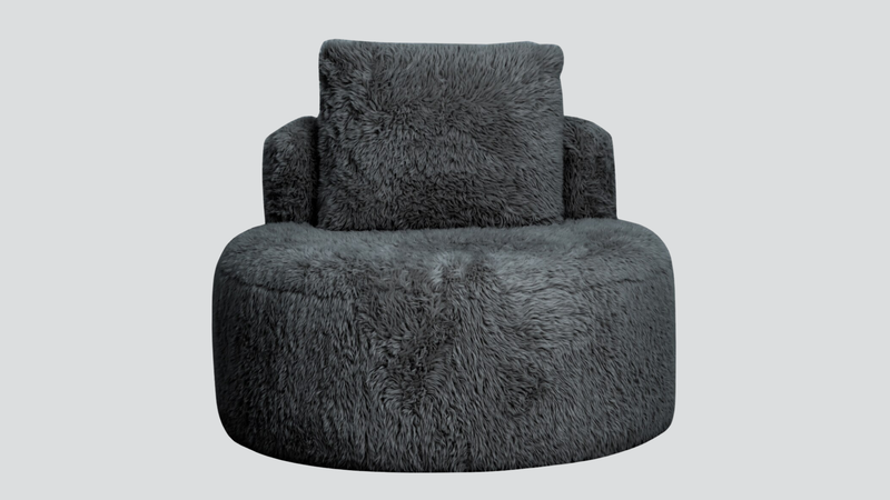Sophie Round Accent Chair - Graphite Faux Sheepskin