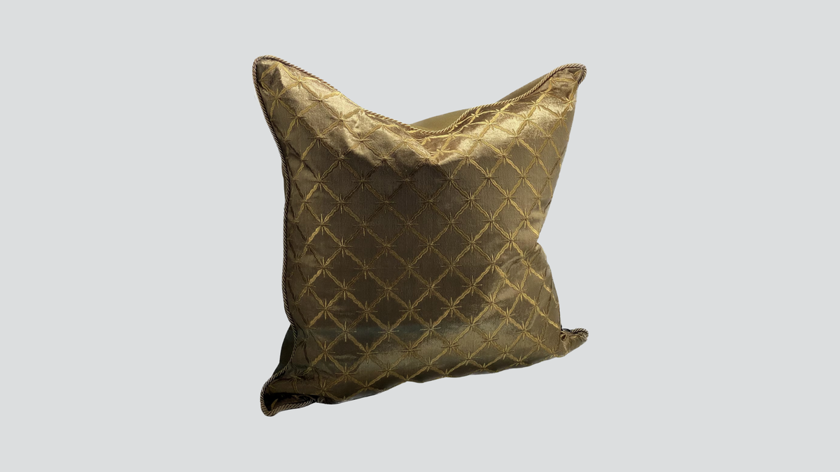 Cushion cover - hand embroidered - gold / brown