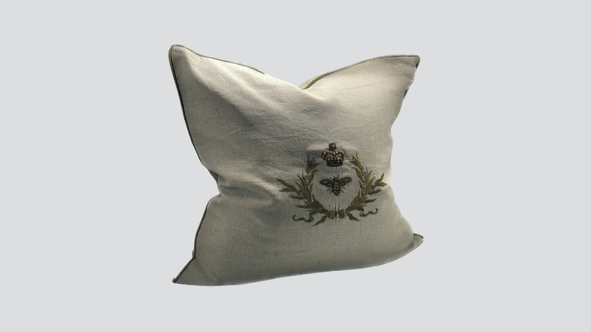 Cushion cover - hand embroidered - natural