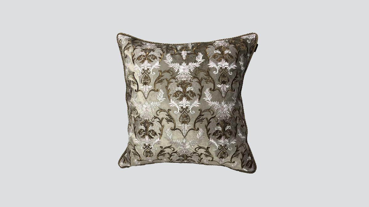 Cushion cover - hand embroidered - multi coloured w/ floral design
