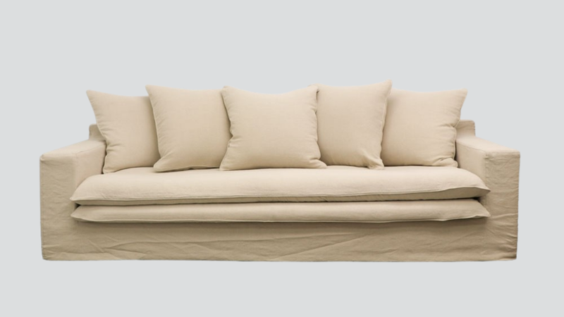 Keely Slipcover Sofa 3 Seater - Oatmeal