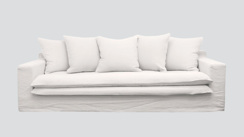 Keely Slipcover Sofa 3 Seater - White