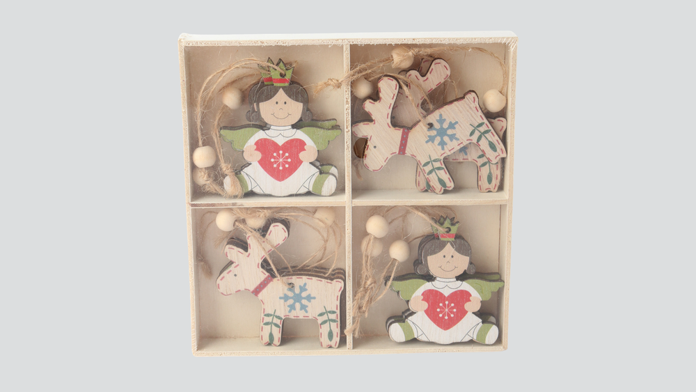 Le Papier Boxed Hangers Angel/Deer 12pc 18