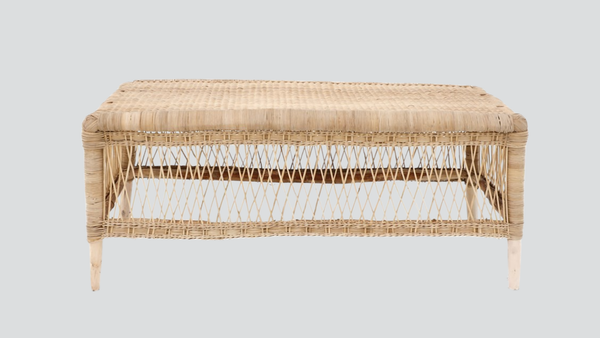 Malawi Cane Fancy Bench/Coffee Table - 100cm - Natural