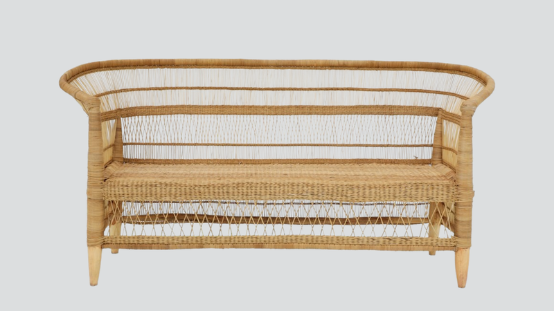Malawi Cane Lounge Chair 3 Seater - Varnished