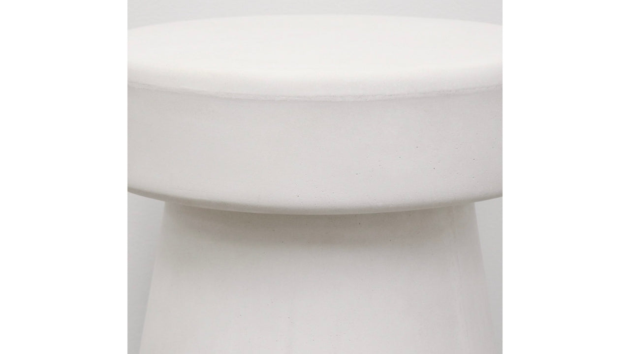 Mushroom Concrete Side Table / Stool - White