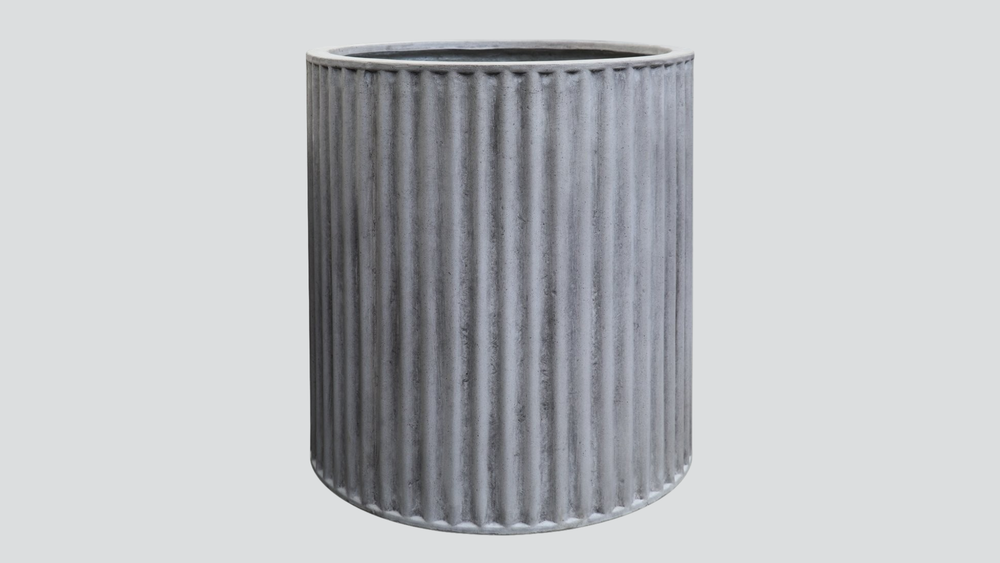 Piako Ribbed Cylinder Planter Large - Cement