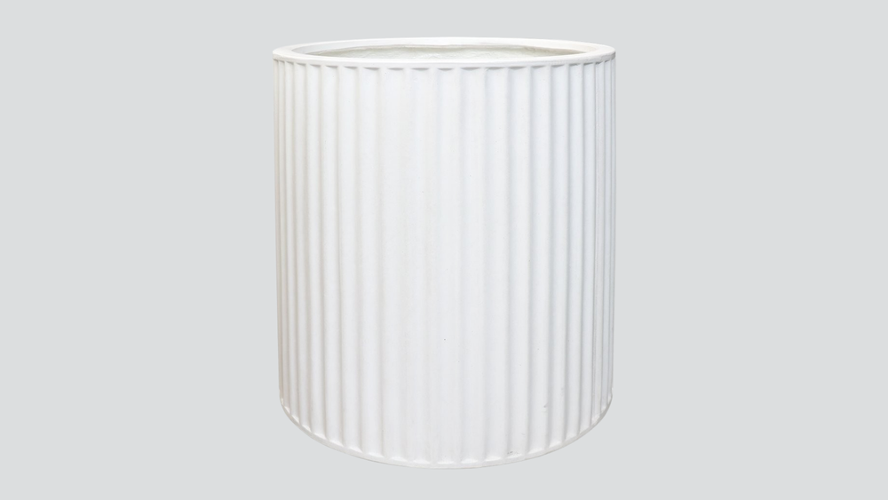 Piako Ribbed Cylinder Planter Large - Chalk