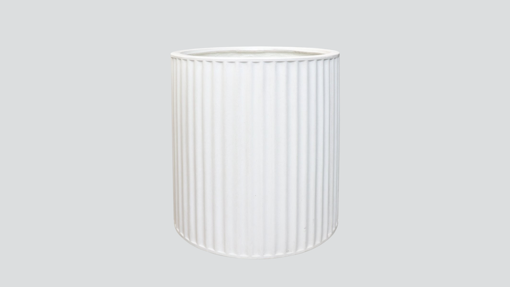 Piako Ribbed Cylinder Planter Medium - Chalk