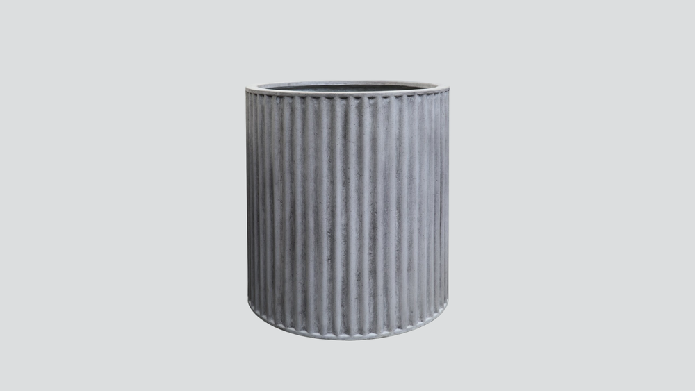 Piako Ribbed Cylinder Planter Small  - Cement