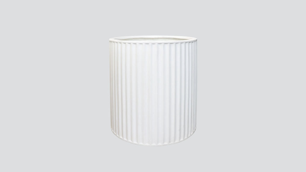 Piako Ribbed Cylinder Planter Small  - Chalk