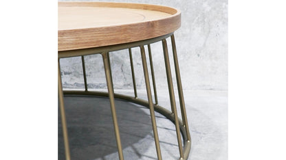 Reid Round Coffee Table - Oak & Brass