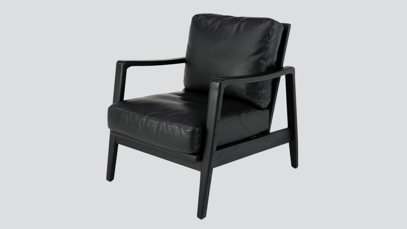 Reid Armchair - Black Leather, Black Frame