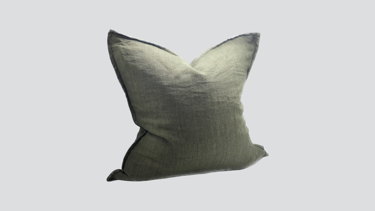 Linen cushion cover - dusty olive