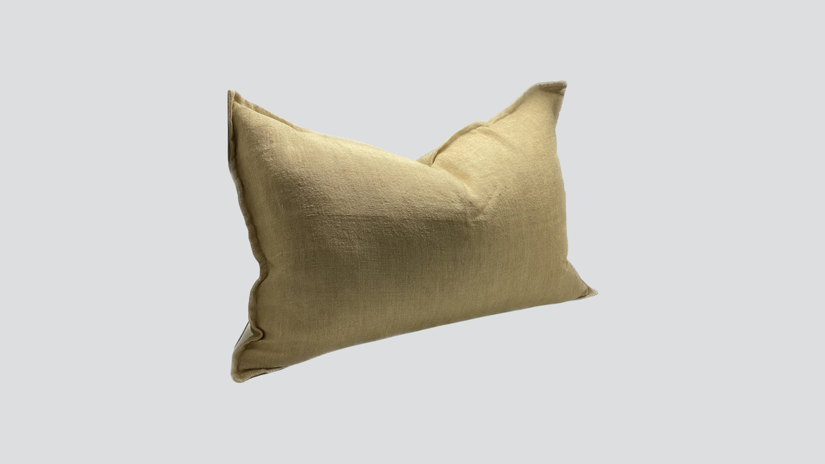 Linen cushion cover - custard