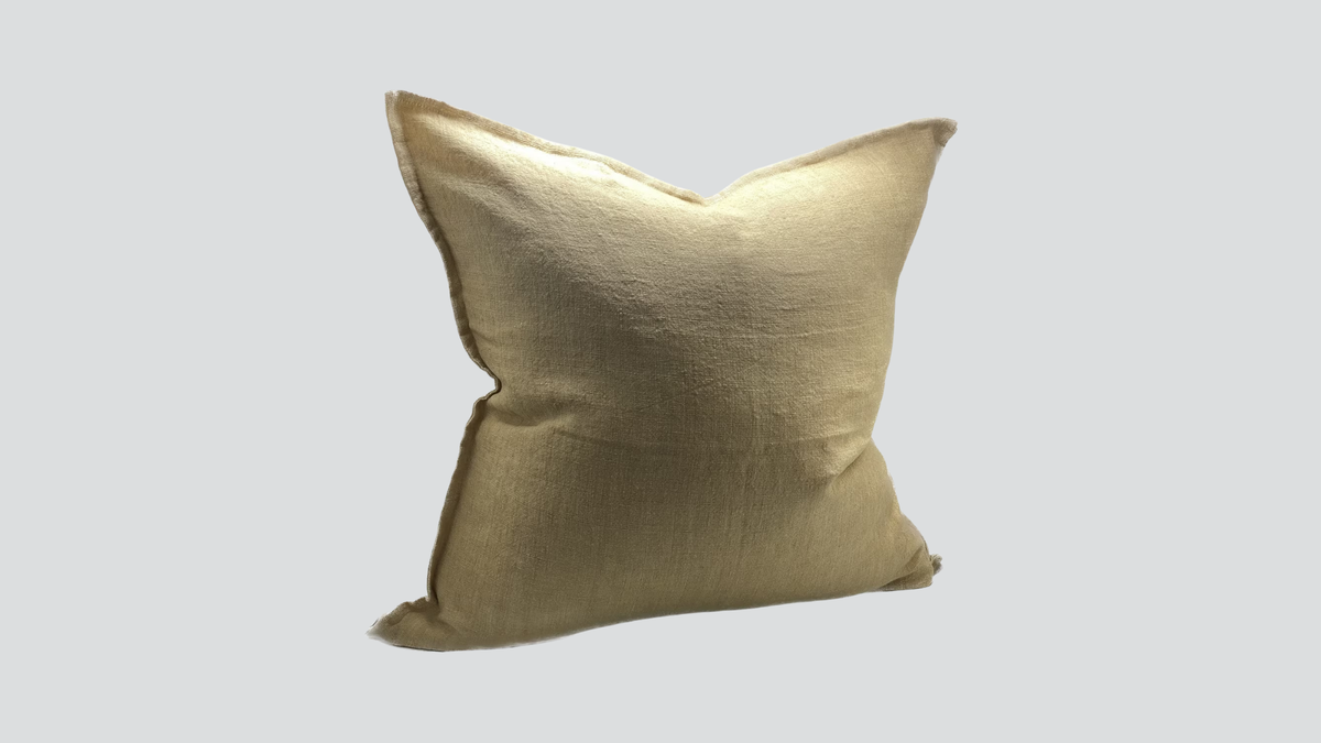 Linen cushion cover - custard