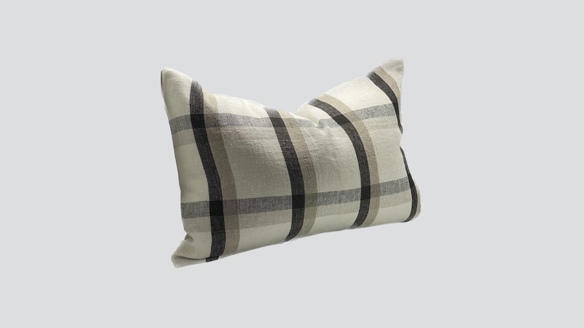 Linen cushion cover - ivory / natural / black