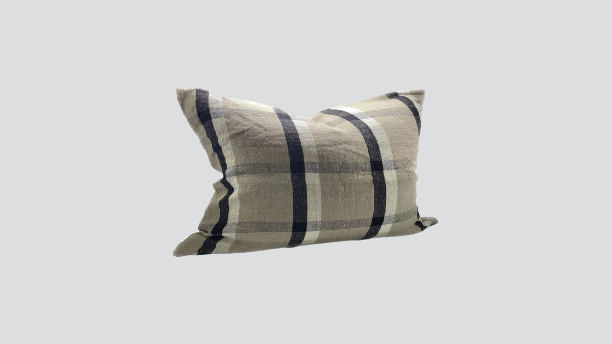 Linen cushion cover - natural / black / ivory