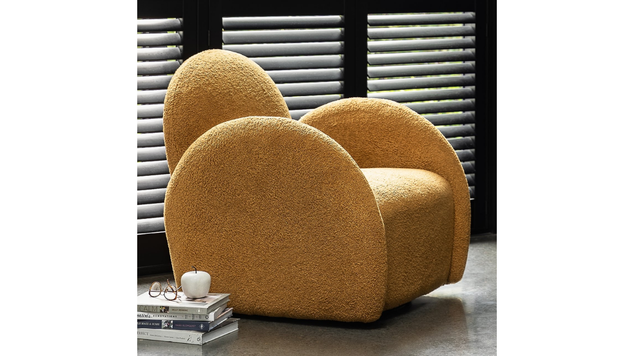 Snugg Swivel Armchair - Mustard Shearling