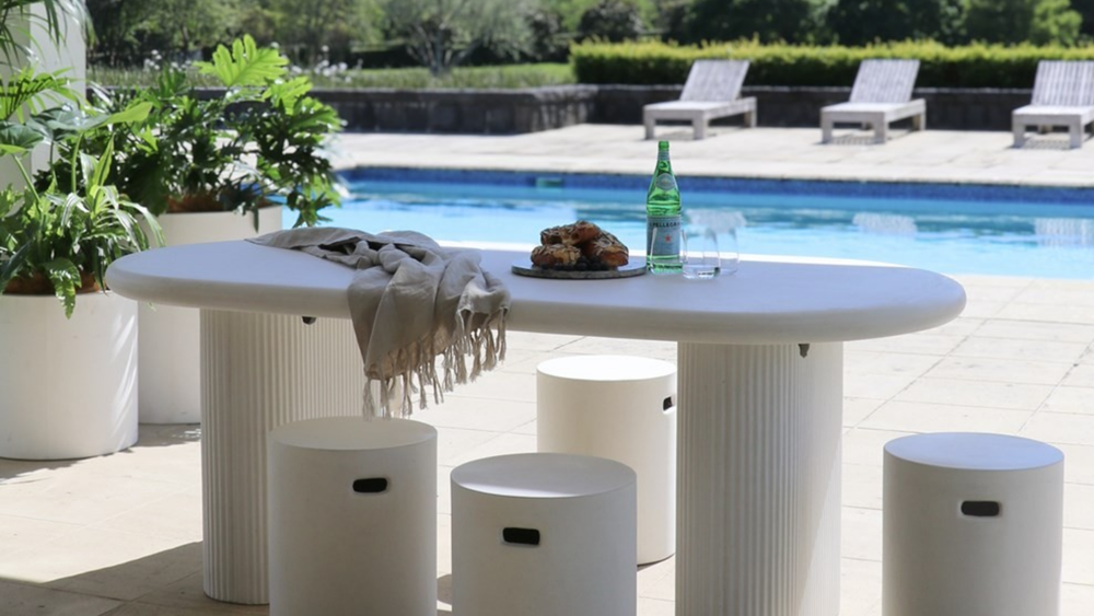 Solona Outdoor Concrete Table - 200cm - Chalk