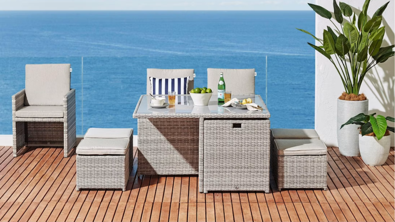 Sorrento 9 Piece Outdoor Dining Setting with Cover