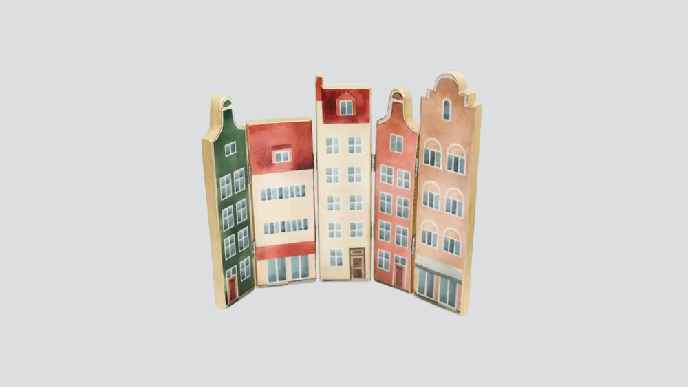 Vintage Wooden Folding Houses 35x30cm
