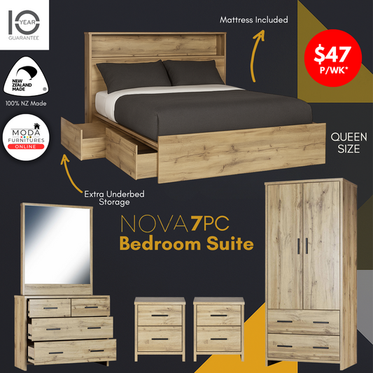 🔥 Modern Charm Meets Smart Storage – Introducing the NOVA 7PC Bedroom Suite
