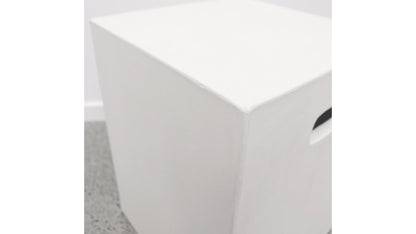 White Concrete Rectangle Side Table / Stool