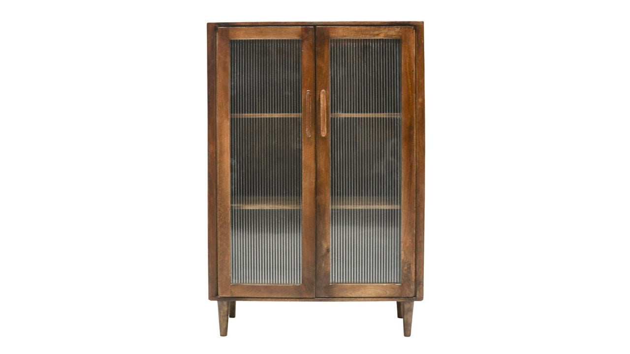 Tate Short Reeded Glass Display Cabinet - Natural