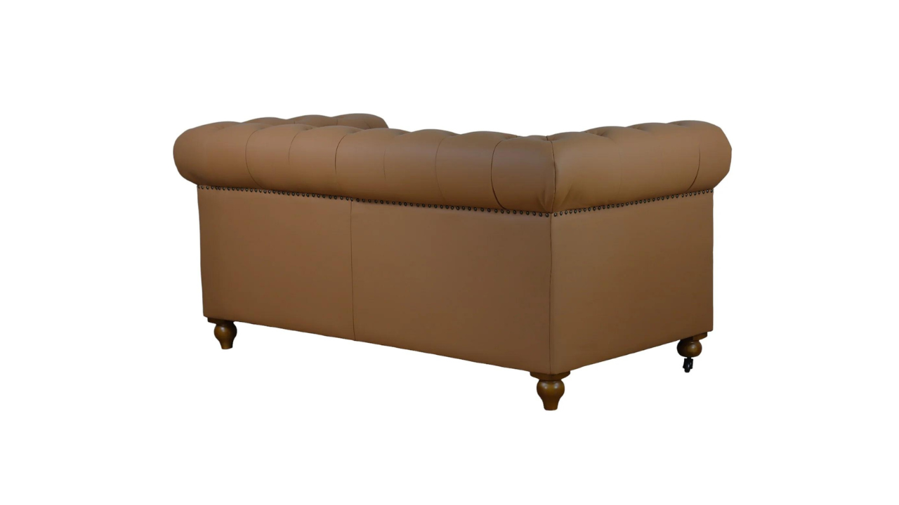 Monarch Chesterfield Leather Sofa (Putty)